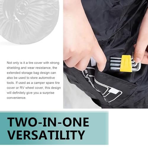 Car Spare Tire Cover, 190T Polyester Taffeta Scratch-resistant Waterproof Vehicle Spare Tire Protector, Four Seasons Wheel Storage Bag with Handle, Universal for Most Cars (Black #L) - color: Black #02
