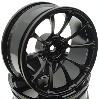 1/10 RC Drift Tires and Aluminum Wheels Rims Rally Racing Tyres 12mm Hex for 1:10 Scale On Road Touring Street Car Tamiya Traxxas HPI KYOSHO XV02 XV01 TT01 TT02 PTG2 A959 4PCS (Black)