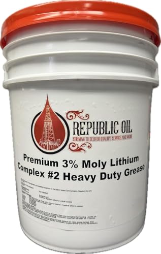 Republic Oil 3% Moly Lithium Complex #2 Heavy Duty Grease 35lb Pail | Bucket | Fifth Wheels | Pins and Bushings | Agriculture | Construction | Mining | EP2 - size: 35 lb Pail