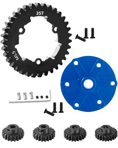 35T Spur Gear Cush Drive Upgrades Part for 1/5 X-Maxx 6S,8S Monster Truck,Aluminum Cush Drive Housing,Medium Carbon Steel 35T 1.5 Spur Gear with Pinion Gear(23T/24T/25T/26T),Navy Blue