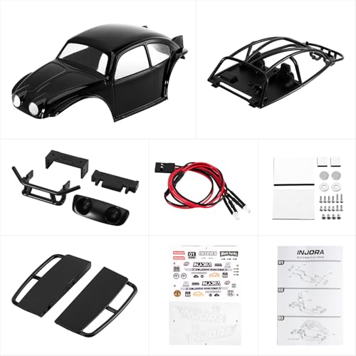 INJORA BUG18 Body with Interior for 1/18 TRX4M Universal LCG Chassis（Black） - color: Black