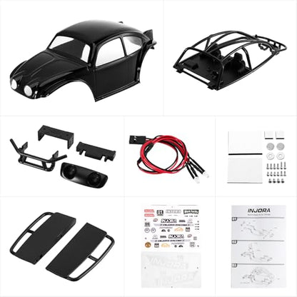 INJORA BUG18 Body with Interior for 1/18 TRX4M Universal LCG Chassis（Black） - color: Black