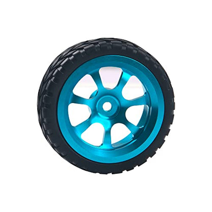 Metal 12mm Hex Hub Wheel Rims & 2.55'' Rubber Tires with 30mm Extension Hex Hub Adapter Compatible with Wltoys 144001 A959 A959-B 124019 124018 1/18 1/14 RC Car (Blue)