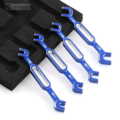 RC Aluminum Alloy Wrench Turnbuckle Nut Ball 3.0/3.2/3.5/3.7/4.0/5.0/5.5/6.0mm Joint Remover Universal Repair Tools Set For RC Crawler Truck Off Road Car Boat Drone Airplane (Bule) - color: Bule