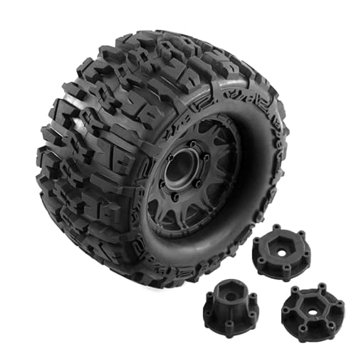 REDSPIDER•12mm/14mm Hex RC Wheels and Tires for 1/10 RC Truck Traxxas Rustler Stampede Hoss 2wd 4x4 vxl Tires Wheels Arrma Redcat RIAARIO AMORIL 4PCS (Black) - color: Black