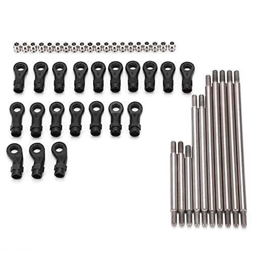 Jiawu 10Pcs Pull Rod Link Linkage, 324mm Wheelbase Link Rod, Links Tie Rods Pull Rods with End Ball Set for 1/10 RC 820564 820064 Crawler Car
