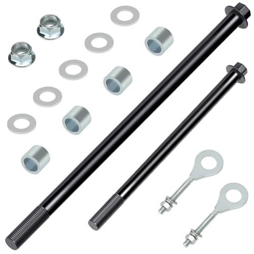 CT200U 196cc 14mm 325mm Mini Bike Rear Axle Kit + 225mm Front Axle | 14mm Rear and Front Axle Kit Compatible with Coleman CT200U Minibike 196CC 200CC 6.5HP Engine Parts 15mm Chain Adjuster - color: black