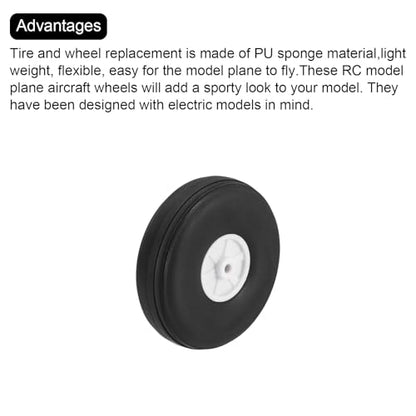 MECCANIXITY 10Pcs RC Airplane Wheels 2.5" OD Aircraft PU Rubber Tire Tail Airplanes Wheel Replacement for DIY Model Plane Helicopter Car - size: 2.5" OD