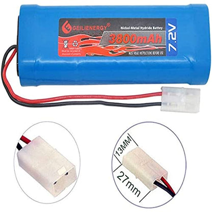 7.2V 3800mAh High Capacity 6-Cell NiMH Flat Battery Pack, Replacement Hobby Battery for RC Car, RC Truck, RC Boat with Standard Tamiya Connector (2Pack) - color: 2 PACK 7.2V 3800mAh Battery