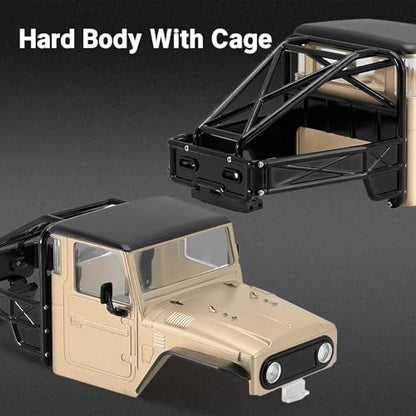 RC Upgrade Accessories for TRX4M for Defender for Bronco 1/18 IR40 Hard Body Shell with Cage RC Crawler Car Parts Upgrade Modification RC Car Accessories(Beige) - size: Beige