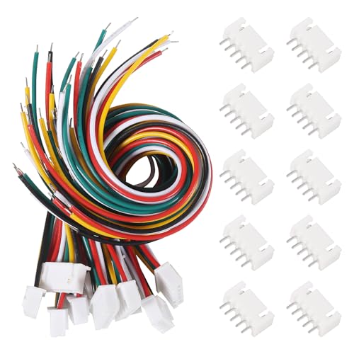 Alinan 20pcs JST-XH2.54mm 5 Pin Connector Kit, Included 10pcs Mini 5 Pin 24AWG Female Connector Plug with 150mm Cable Wire and 10pcs Micro 5Pin Male Connector Plug - color: 5Pin 24AWG 150mm Cable