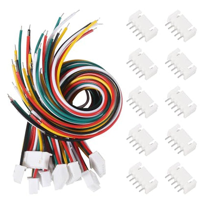 Alinan 20pcs JST-XH2.54mm 5 Pin Connector Kit, Included 10pcs Mini 5 Pin 24AWG Female Connector Plug with 150mm Cable Wire and 10pcs Micro 5Pin Male Connector Plug - color: 5Pin 24AWG 150mm Cable