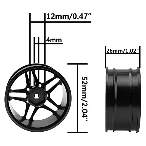 ShareGoo Metal Wheel Rims RC 12mm Hex Hubs 1/10 RC Drift On-Road Racing Touring Wheel Rim Compatible with HSP Tamiya Kyosho RedCat Sakura WLtoys Universal 1/10 RC Scales,5-Spoke (Black) - color: Black