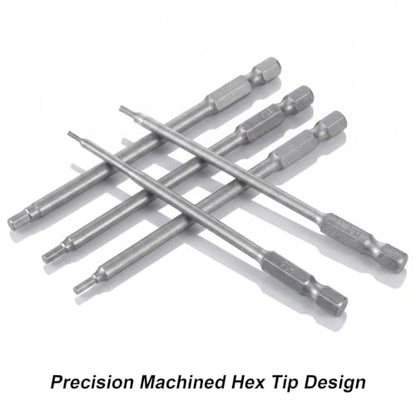Amabro 5Pcs RC Hex Bit 4 Inch Allen Wrench Drill Power Bits Set 1.5mm 2.0mm 2.5mm 3.0mm 4.0mm Alloy Steel Professional Grade Hex Shank for Screwdrivers Electric Screwgun/Power Drill