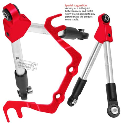 7075 Aluminum C Hub Front Tie Rods with Stabilizer Upgrade Parts for 1/10 Slash 4X4 4WD LCG.Red - color: Red(for 1/10)