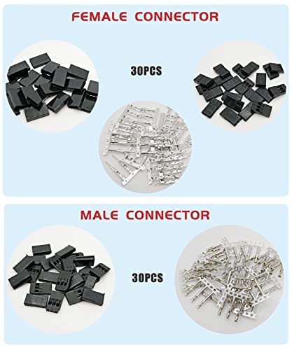 60sets Servo Plug Male Female Connector Crimp Pin Cable for Hitec Spektrum | Compatible JST SYP Futaba,Servo Expansion DIY Applications,Servo Connector Repair,High Conductivity, Low Resistance - size: 60 Sets