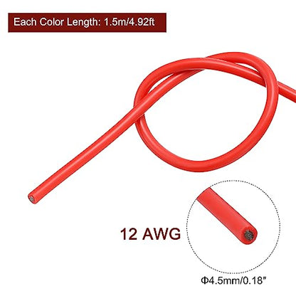 MECCANIXITY 12 Gauge Wire Silicone Wire 12AWG Electrical Wire Stranded Wire Tinned Copper Wire High Temp Hookup Wire 6 Color 1.5m/4.92ft for Car Model Electric Appliances 6pcs - size: 12AWG, 4.92ft