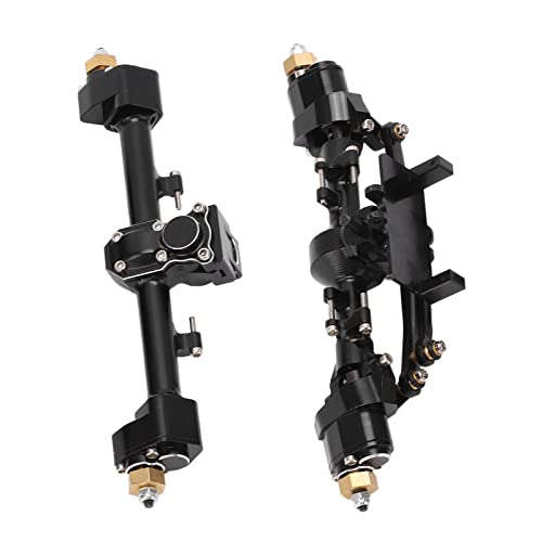 RiToEasysports RC Car Portal Axles, CNC Aluminum Alloy Gear Set, Metal Front Rear Axle Assembly for Axial 1/24 SCX24 Upgrade, Black - color: Black