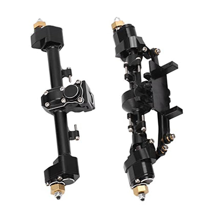 RiToEasysports RC Car Portal Axles, CNC Aluminum Alloy Gear Set, Metal Front Rear Axle Assembly for Axial 1/24 SCX24 Upgrade, Black - color: Black