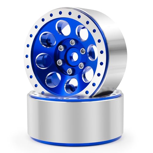 1.3 Beadlock Wheel Rims for SCX24 TRX4M Upgrade 1/24 1/18 RC Crawler Car (Blue) - color: Blue