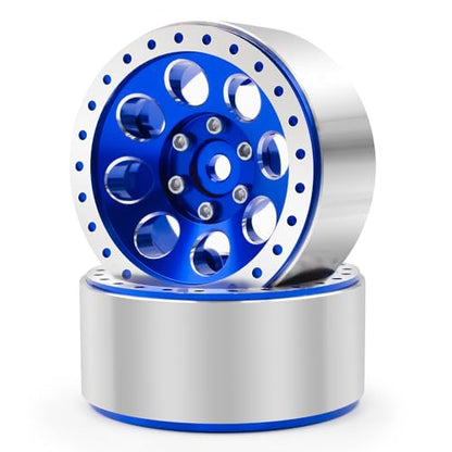 1.3 Beadlock Wheel Rims for SCX24 TRX4M Upgrade 1/24 1/18 RC Crawler Car (Blue) - color: Blue