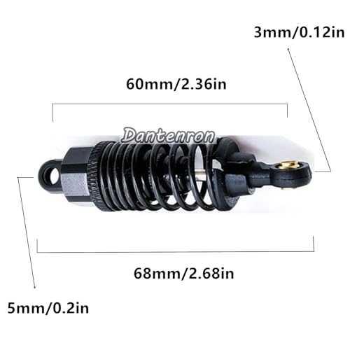 4Pack RC Car 102004 Adjustable Shock Absorber Damper Upgrade Parts Replacement Accessory 68mm For 1/10 RC On Road Drift Rally Car HSP 94102 94122 HPI Losi Axial Tamiya Redcat (Black) - color: Black