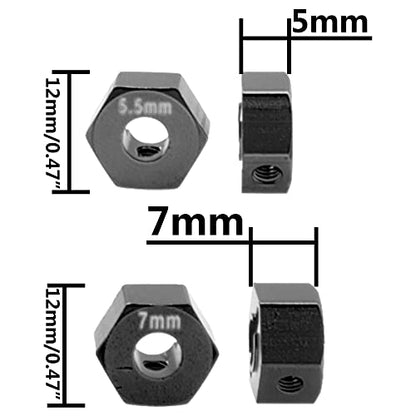 ShareGoo Aluminum 12mm Hex Wheel Hubs Hex Adapter & Flanged Lock Nuts Compatible with Traxxas 2WD Slash Rustler Stampede 1/10 RC Car (Black) - color: Black