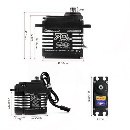 70KG High Torque,GX3270BLS Digital RC Servo, 180/270/360 Degree Metal Gear, IP68 Brushless Motor, Black (357 Degree) - style: 357 Degree