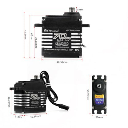 70KG High Torque,GX3270BLS Digital RC Servo, 180/270/360 Degree Metal Gear, IP68 Brushless Motor, Black (4PCS 180 Degree) - style: 4PCS 180 Degree