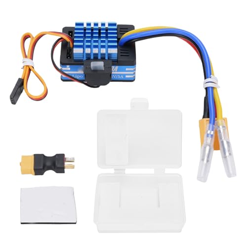 CHICIRIS 80A Brushed ESC Electronic Speed Controller, with T Plug XT60 Plug for 1/10 RC Car RC Boat 540 550 750 Motors (Blue) - color: Blue