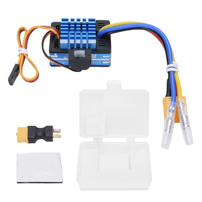 CHICIRIS 80A Brushed ESC Electronic Speed Controller, with T Plug XT60 Plug for 1/10 RC Car RC Boat 540 550 750 Motors (Blue) - color: Blue