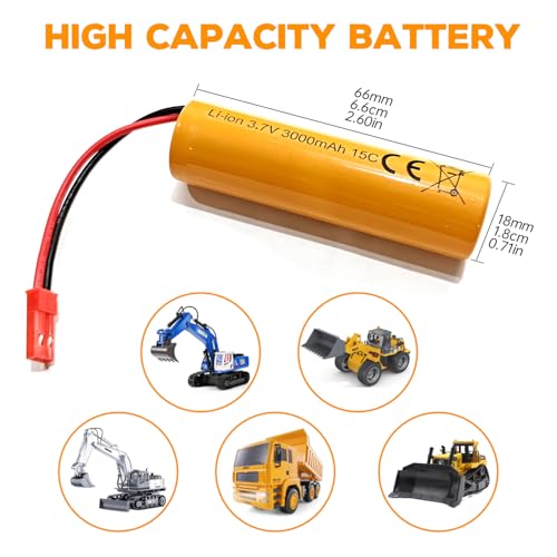 2PCS 3.7V 3000mAh Li-ion Battery with JST Plug with USB Charging Cable for HJ819 DE819 RC Boat Huina 1337 1338 1516 1517 1552 1554 1558 RC Engineering Vehicle Drift carTrucksToy Off-Road Racing