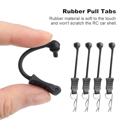 RC Body Clips with Pull Tabs for 1/10 1/12 1/14 Arrma Axial SCX10 Redcat Tamiya HSP Himoto, 20-Pack (Silver)