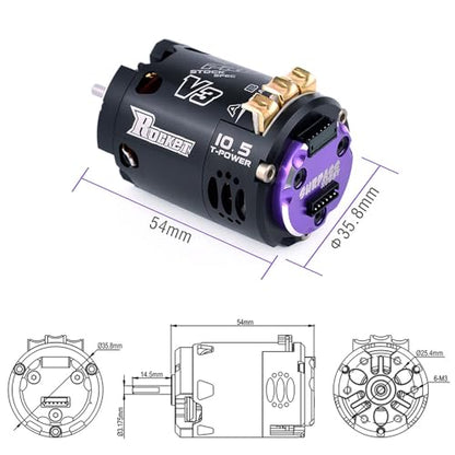 540 V3 3.5T 9250KV Modified Sensored Brushless Motor Shaft ø3.175mm Adjustable Timing Competition Level RC Motor for 1/10 1/12 F1 RC Drift Touring Racing Car - size: 3.5T