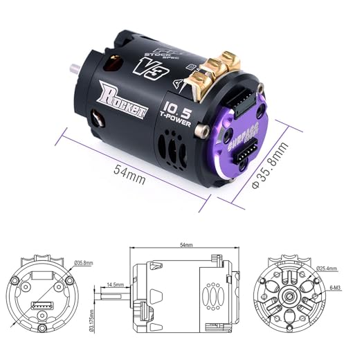 540 V3 21.5T 1850KV SPEC Sensored Brushless Motor Shaft ø3.175mm Adjustable Timing Competition Level RC Motor for 1/10 1/12 F1 RC Drift Touring Racing Car - size: 21.5T