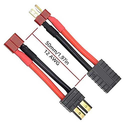 2Pairs RC Lipo Battery Charger Cable for T Plug to T/R Adapter Compatible with Slash/Rustler/Stampede/Bandit/E Revo RC CaR