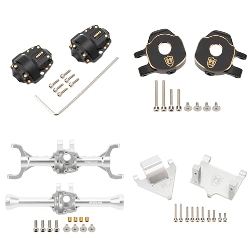 MEUS RACING Ascent 32 Axle Housing with Skid Plate Diff Cover and Steering Knuckles Kit for Redcat Ascent-32 1/32 RC Crawler Upgrades (Silver) - color: Silver