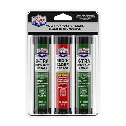 Lucas Oil 10315 Multi-Purpose Grease Combo Pack - 1 Red N Tacky 3 Ounce, 2 X-Tra HD 3 Ounce