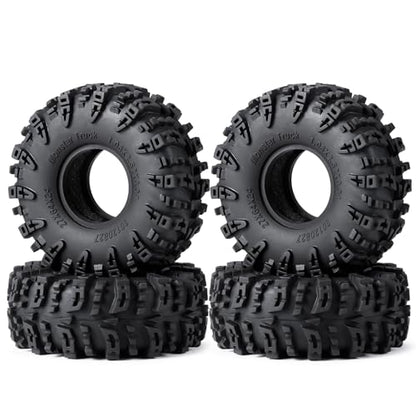 4PCS 1.0" Tires Crawler Mud Terrain Wheel Tires 64 * 24mm Soft Rubber Terrain Wheel Tires Set Compatible with TRX4M AX24 Axial SCX24 FCX24 Redcat Ascent-18 1/18 1/24 RC Crawler Car (A)