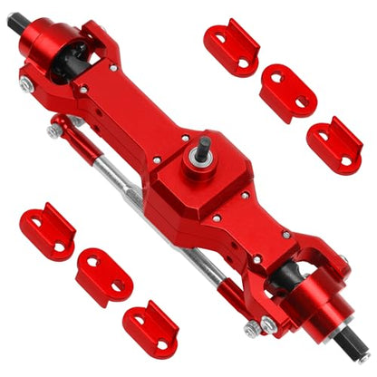 ShareGoo 3Pcs B16 Straight Axle Set Front Middle Rear Aluminum Complete Axle Compatible with WPL B16 B36 JJRC Q60 Q63 Q64 FY004 6X6 6WD 1/16 RC Car (Red) - color: Red