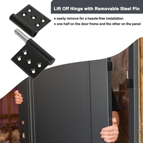 6 Pcs 4.8 Inch Lift Off Door Hinges, Removable Flag Hinges for Interior Door Improvement Box DIY, Heavy Duty, 3 Left and 3 Right, Black - size: 4.8in (3 left + 3 right)