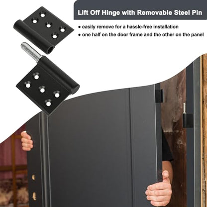 6 Pcs 4.8 Inch Lift Off Door Hinges, Removable Flag Hinges for Interior Door Improvement Box DIY, Heavy Duty, 3 Left and 3 Right, Black - size: 4.8in (3 left + 3 right)