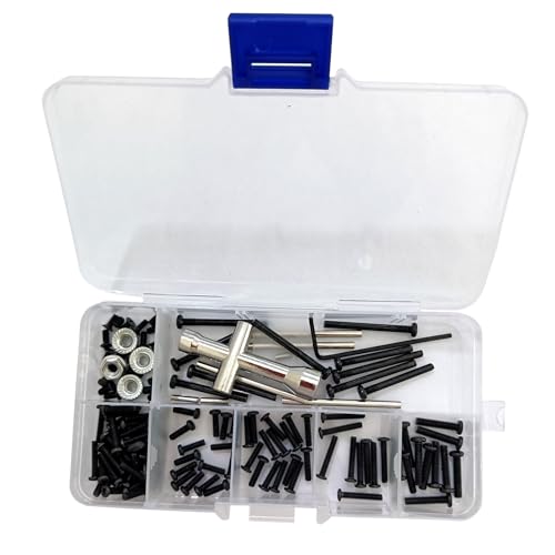 RC Car Screw Box Kit Repair Tool Accessory Screws Assortment Set Hardware Fasteners Compatible with Hyper Go H16BM H16DR H16 MJX 16207 16208 16209 16210 1/16 Scale RC Upgrade Parts