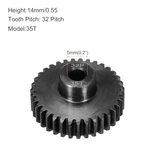 32P Steel Pinion Gear Set 35T for 5mm Shaft Hardened Steel Pinion Gear with Shaft Coupler Connector for RC Motor - style: 35T