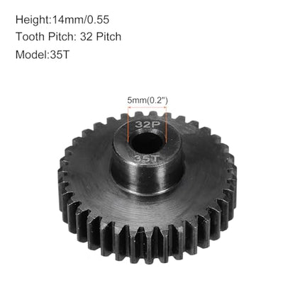 32P Steel Pinion Gear Set 35T for 5mm Shaft Hardened Steel Pinion Gear with Shaft Coupler Connector for RC Motor - style: 35T