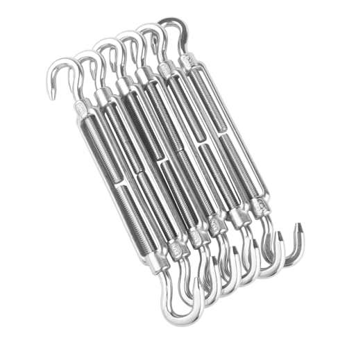6PCS M8 Hook & Hook Turnbuckle 304 Stainless Steel 5/16" Turnbuckle Wire Rope Tension Heavy Duty Turnbuckles for Cable Railing Wire Rope Hardware Kit - size: Hook & Hook-M8