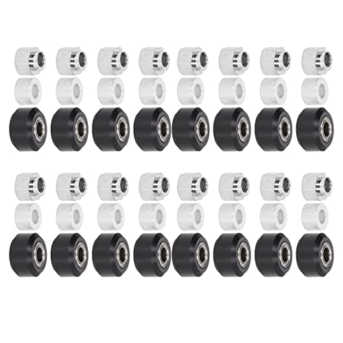 3D Printer POM Pulley Wheel Set Rubber Bearing Wheel Eccentric Spacer Round Column for 3D Printer(Black Pulley)