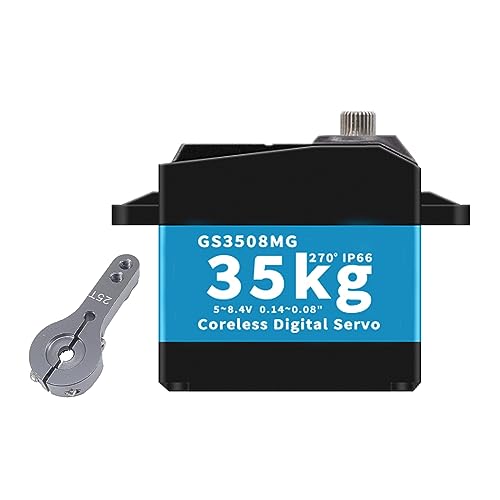 GOTECK Servo 35kg High Torque Waterproof Coreless Motor 8.4V Full Metal Gear Digital Servo,Steering Servo with 25T Servo Horn for Robotic DIY,RC Car(Blue-35KG(8.4V)-270°)