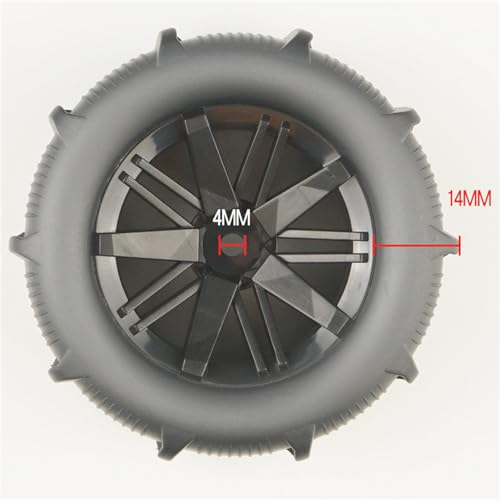 12mm Hex Hub RC Wheel Rims & Rubber Tires 1/10 1/12 1/14 1/16 1/18 Scale Beach Sand/Snow/Desert Off Road Crawler Truck Wheels Tires Compatible with WLtoys 144001 (4* Tires) - color: 4* Tires