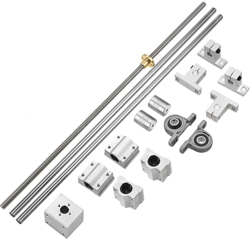 2PCS 8x700mm Linear Motion Rods & 8mm Lead Screw & 4PCS SK8 Rod Support & 4PCS SCS8UU & 2PCS KP08 Pillow Block & 2PCS Flexible Shaft Couplings for 3D Printer (Set of 16, 700mm) - style: 700mm